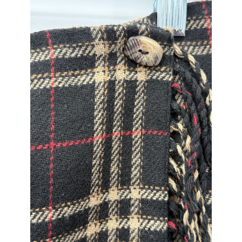 Sag Harbor Petite Plaid Wrap Skirt Wool Blend Fringe Size 14 Classic - Picture 9 of 10